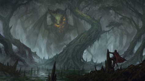 black dragon fantasy art|black dragon swamp fantasy art.